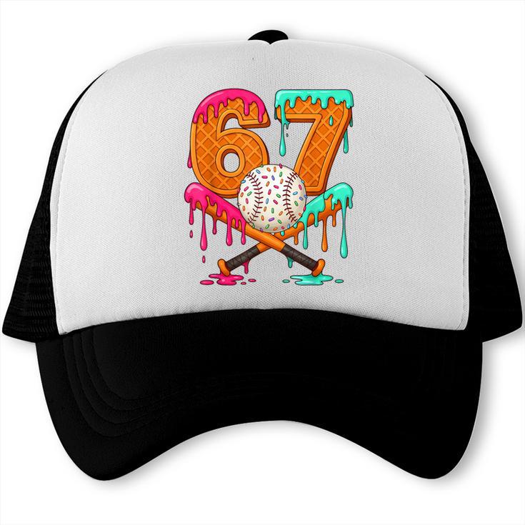 67 Ice Cream Drip Baseball Number 67 Player 67th Birthday Trucker Cap 67 Ice Cream Drip Baseball Number 67 Player 67th Birthday Trucker Cap