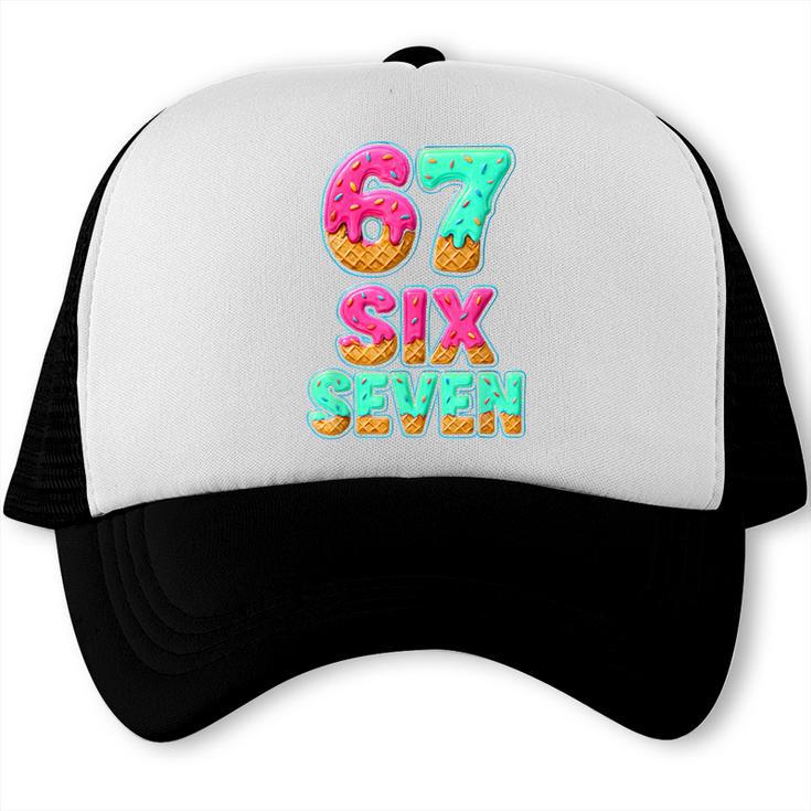 67 Ice Cream Drip Baseball Six Seven 6-7 Meme Teen Boy Trucker Cap