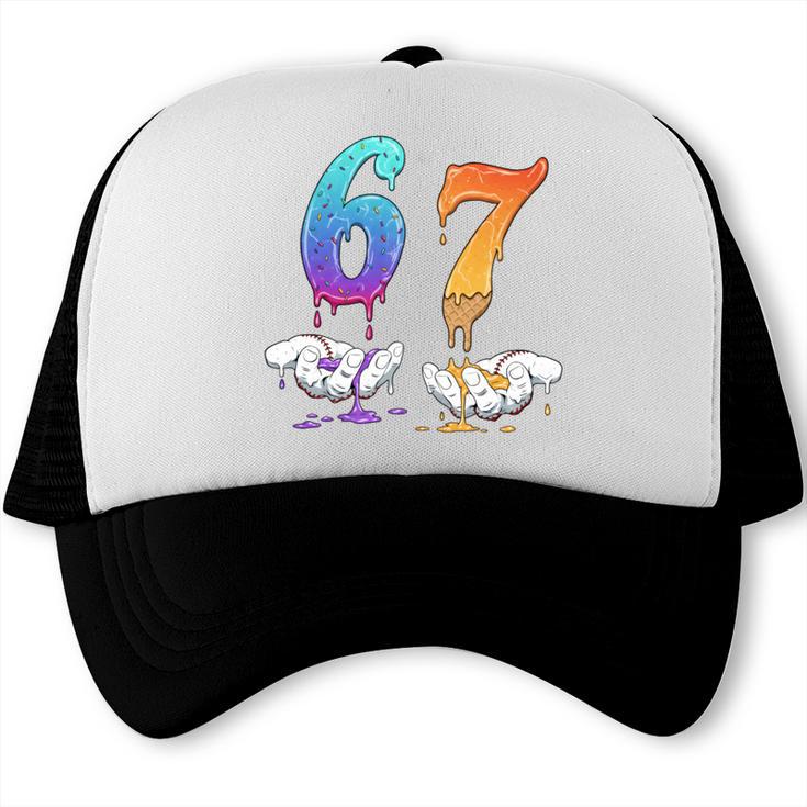 67 Meme Baseball Kids Girls Humor Number 6 7 Trucker Cap 67 Meme Baseball Kids Girls Humor Number 6 7 Trucker Cap
