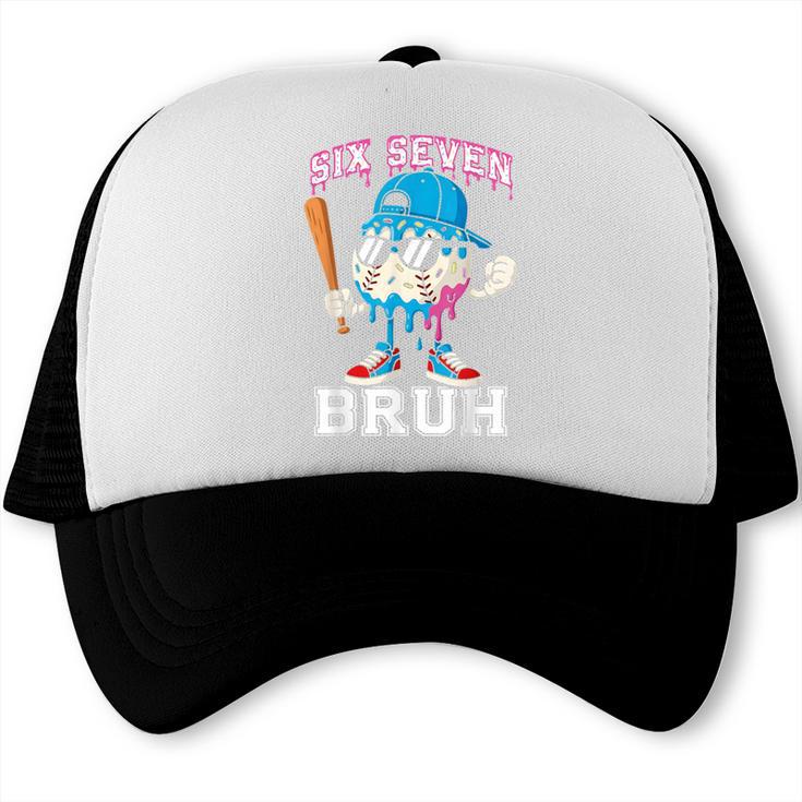 67 Six Seven Baseball Ice Cream Drip Number 67 Player Trucker Cap