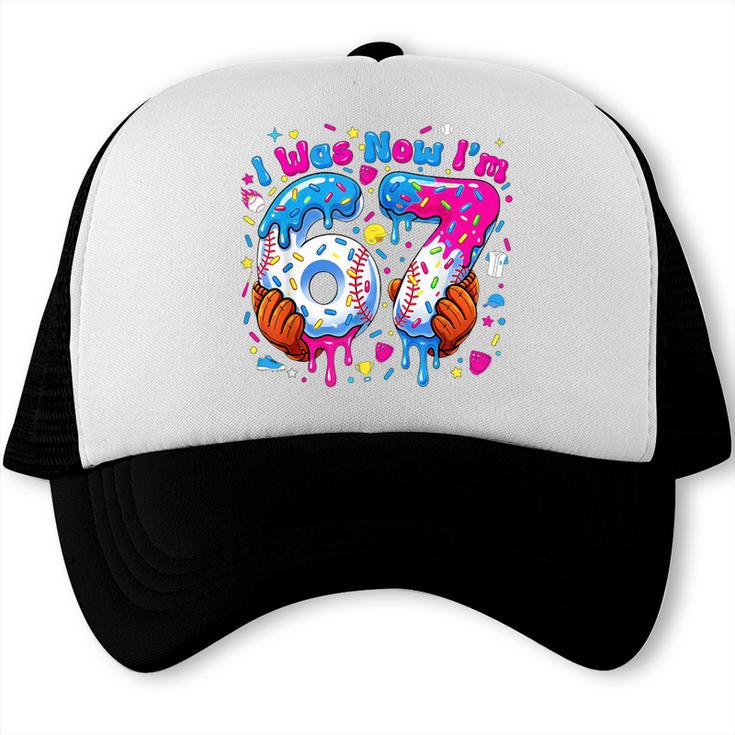 7th Birthday I Was 6 Now I'm 7 Baseball Ice Cream Drip Trucker Cap