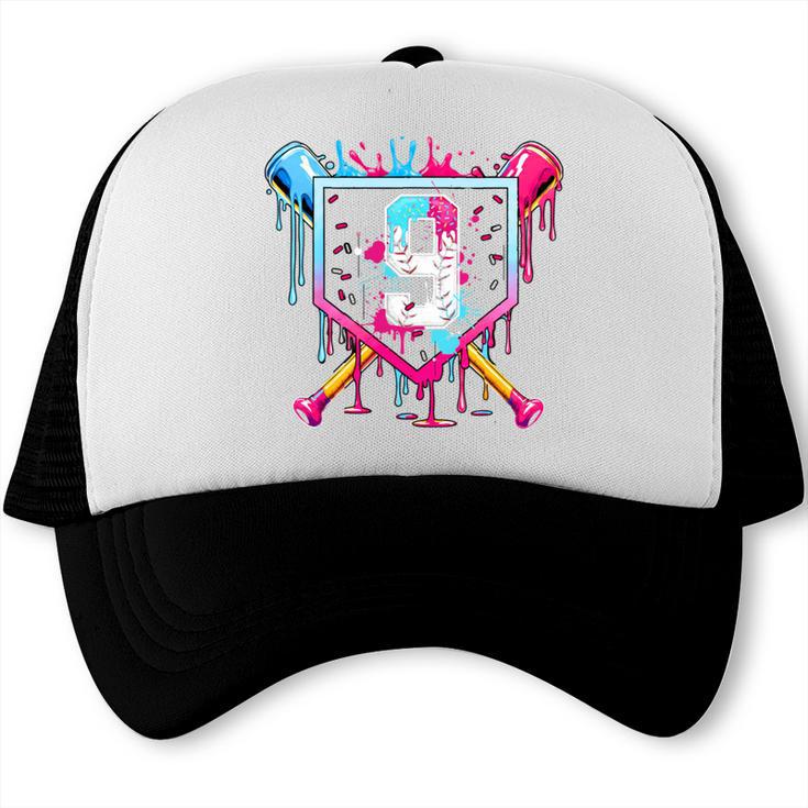 9th Birthday Boys Baseball Ice Cream Drip Boys Baseball Trucker Cap 9th Birthday Boys Baseball Ice Cream Drip Boys Baseball Trucker Cap