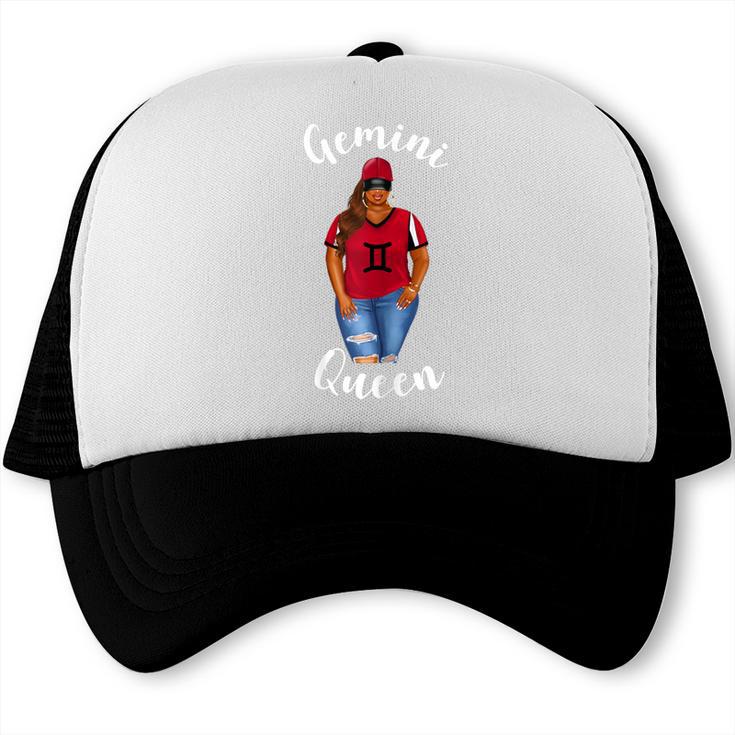 African American Baseball Mom Gemini Queen Zodiac Sign Trucker Cap