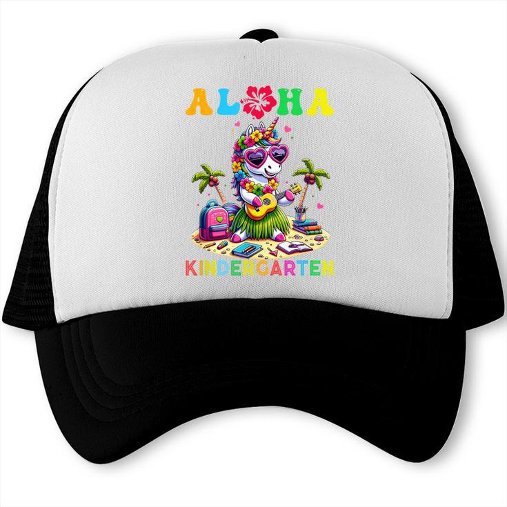 Aloha Kindergarten Unicorn Hawaii Back To School Kids Girl Trucker Cap