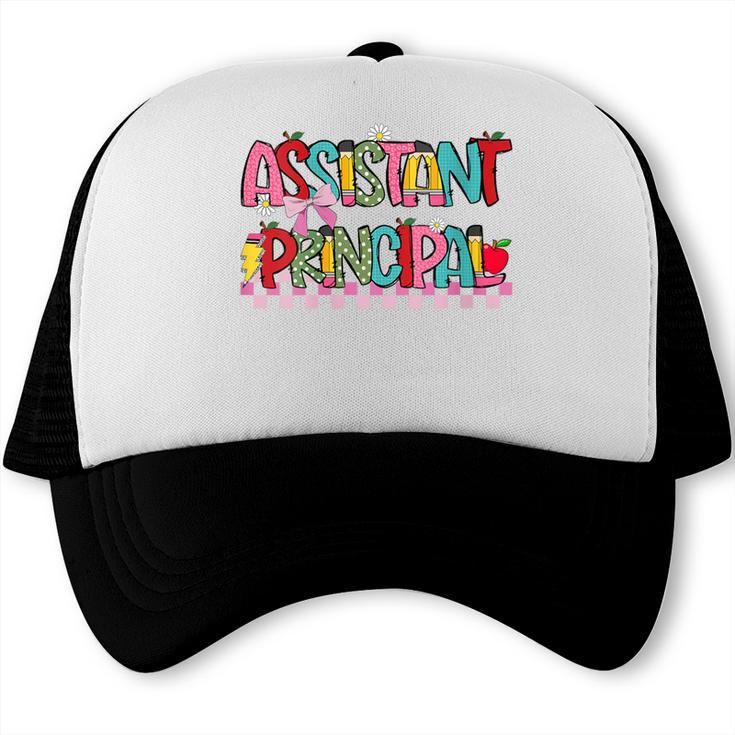 Assistant Principal Coquette Bow Pencil Cute Back To School Trucker Cap