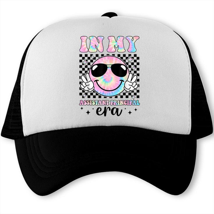 In My Assistant Principal Era Groovy Tie Dye Back To School Trucker Cap In My Assistant Principal Era Groovy Tie Dye Back To School Trucker Cap
