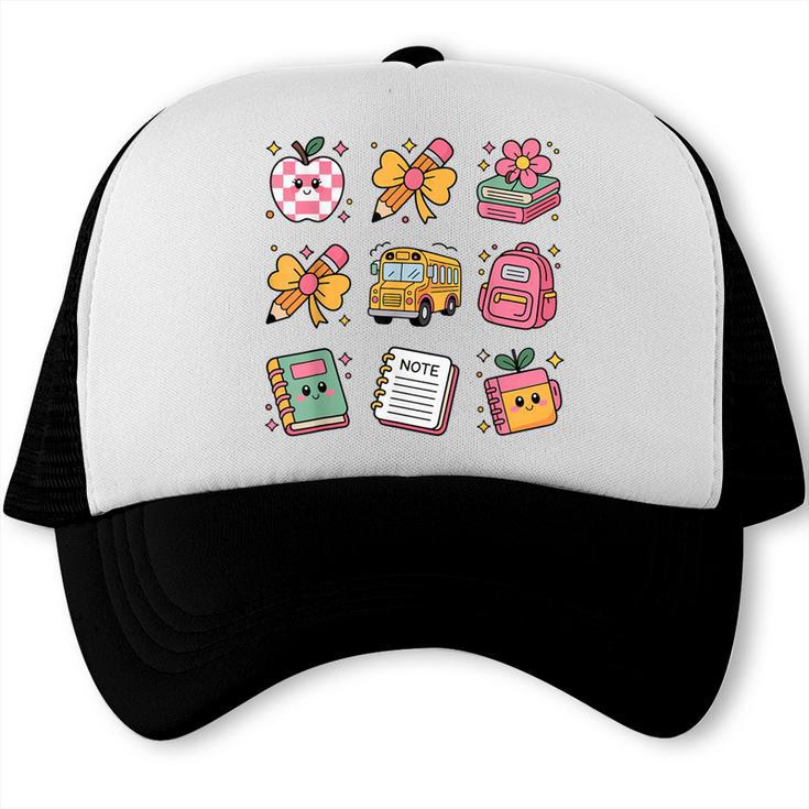 Back To School Coquette Bow First Day Of School Toddler Girl Trucker Cap Back To School Coquette Bow First Day Of School Toddler Girl Trucker Cap