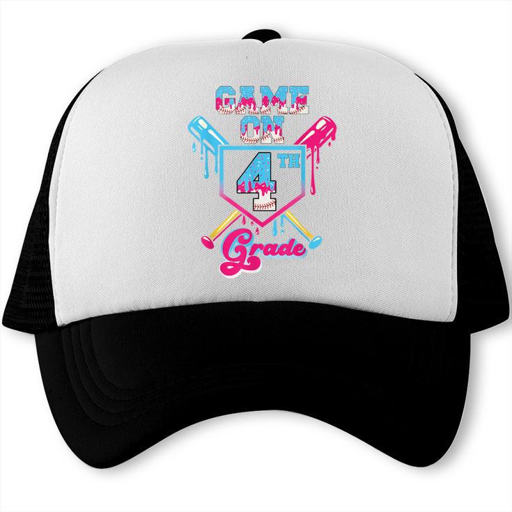 Back To School Game On Fourth Grade Baseball First Day Boys Trucker Cap Back To School Game On Fourth Grade Baseball First Day Boys Trucker Cap