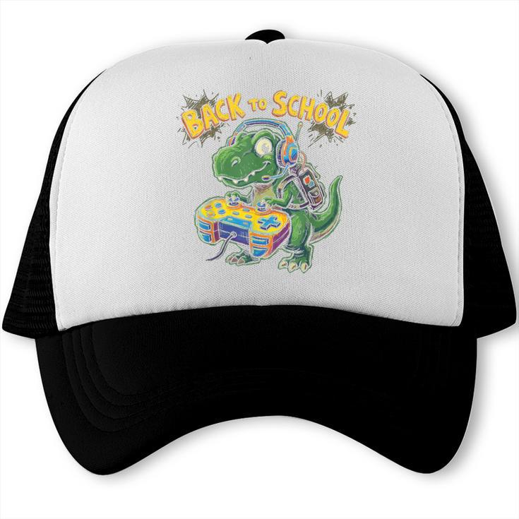 Back To School Gaming First Grade Dinosaur T Rex Boys Trucker Cap