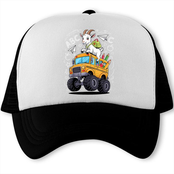 Back To School Goat School Bus 100 Days Of School Trucker Cap