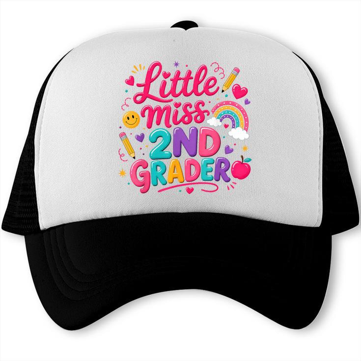 Back To School Little Miss 2nd Grader Rainbow Girl Trucker Cap
