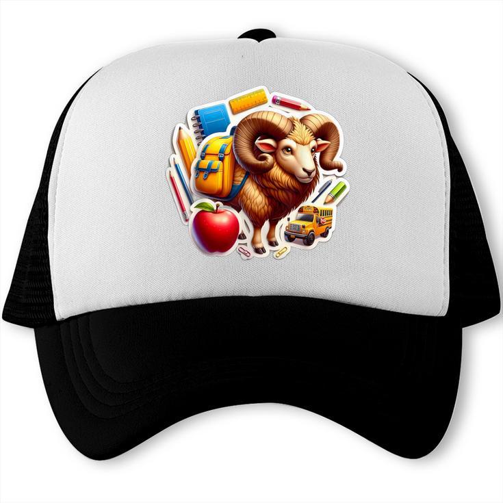 Back To School Ram Boys Girls Student Kids Lover Farmer Cute Trucker Cap Back To School Ram Boys Girls Student Kids Lover Farmer Cute Trucker Cap