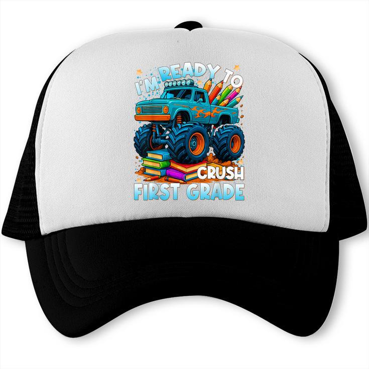 Back To School Ready To Crush 1st Grade Monster Truck Boys Trucker Cap