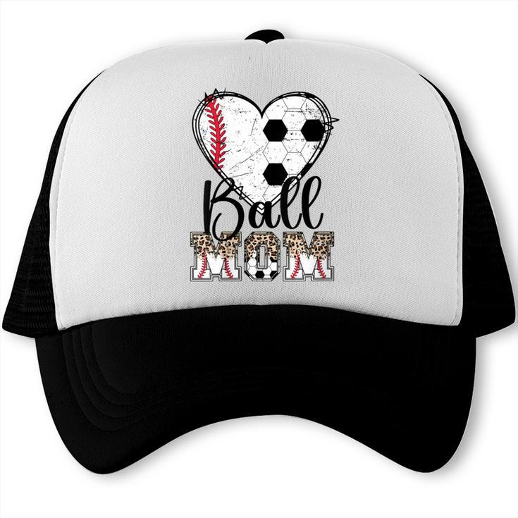 Ball Mom Heart Soccer Baseball Mom Trucker Cap Ball Mom Heart Soccer Baseball Mom Trucker Cap