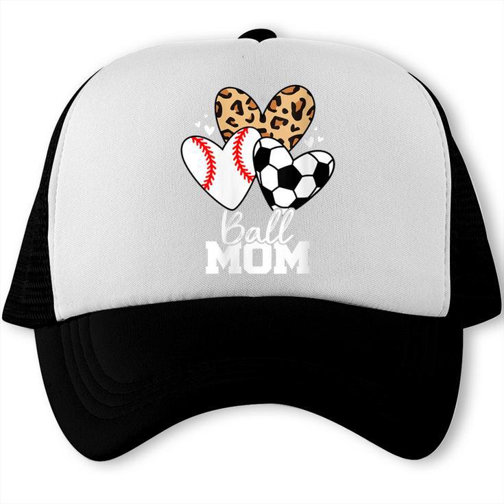 Ball Mom Soccer Baseball Mom Heart Trucker Cap
