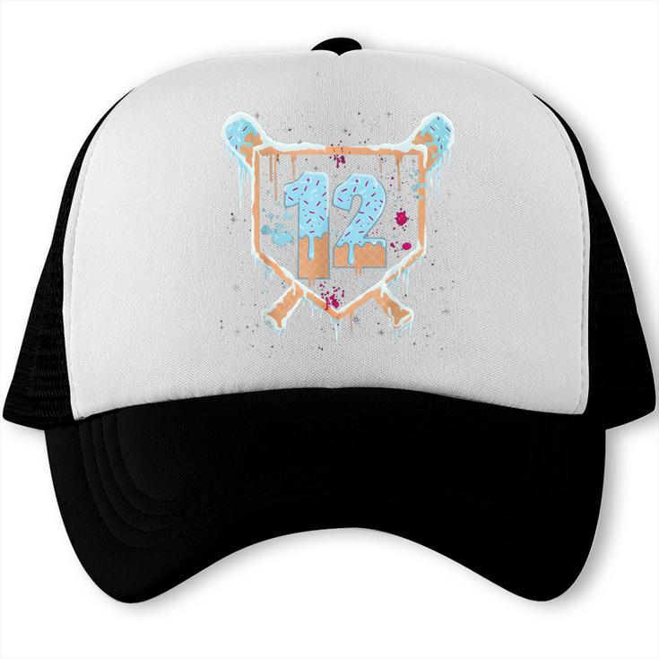 Baseball 12 Year Old Ice Cream Drip 12th Birthday Boys Trucker Cap