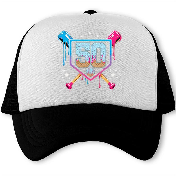 Baseball 50 Year Old Ice Cream Drip 50th Birthday Number 50 Trucker Cap Baseball 50 Year Old Ice Cream Drip 50th Birthday Number 50 Trucker Cap