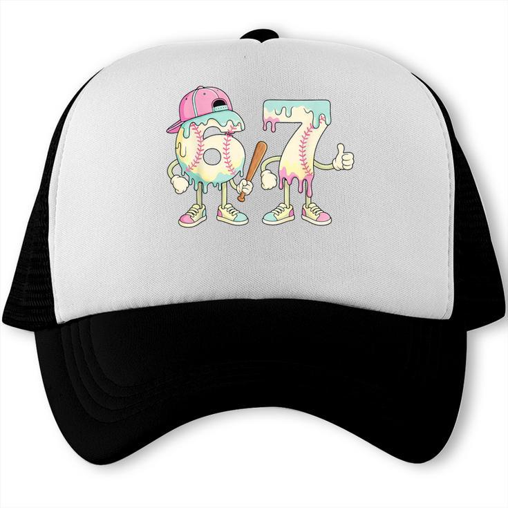 Baseball 67 Dripping Six Seven Drip Meme Ice Cream Boy Trucker Cap