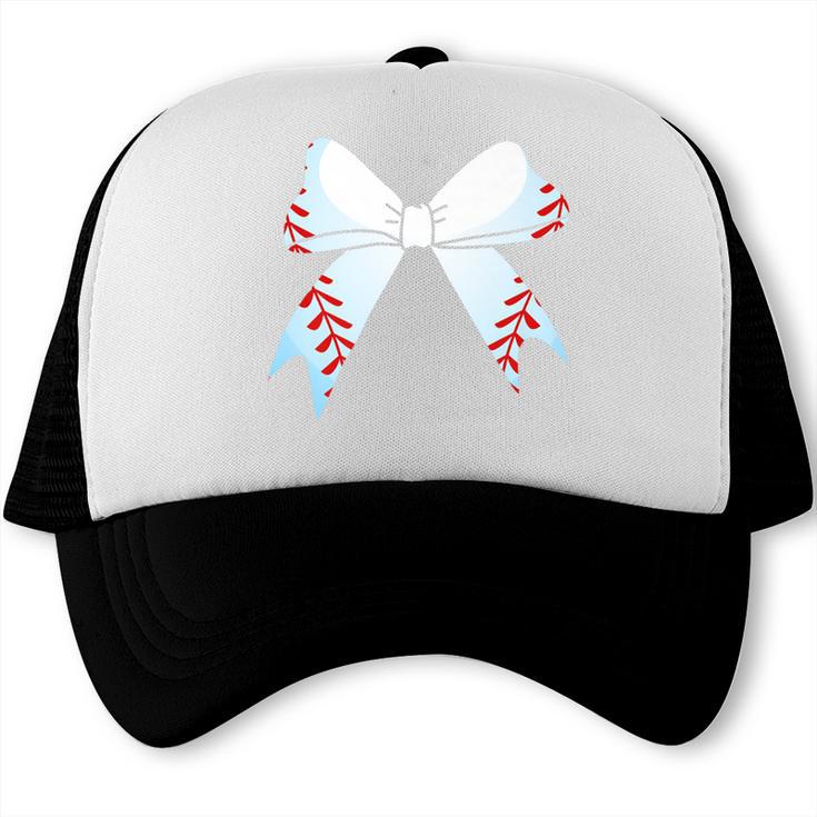 Baseball Bow Baseball Mom Women Baseball Mama Premium Trucker Cap