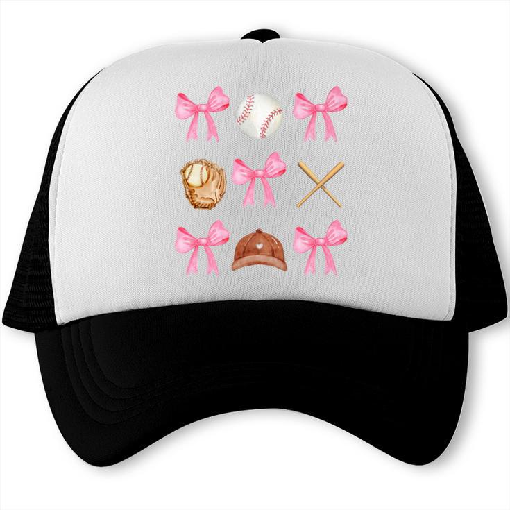 Baseball Coquette Bow Baseball Mama Baseball Mom Premium Trucker Cap