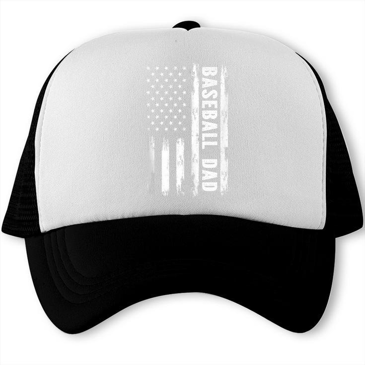 Baseball Dad American Flag Grunge Retro Vintage Father Trucker Cap