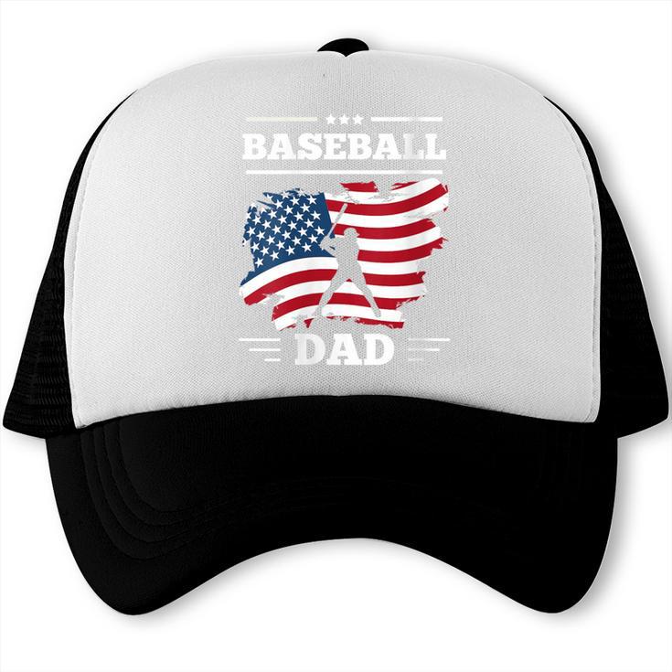 Baseball DAD American Flag Patriotic Father's Day Trucker Cap