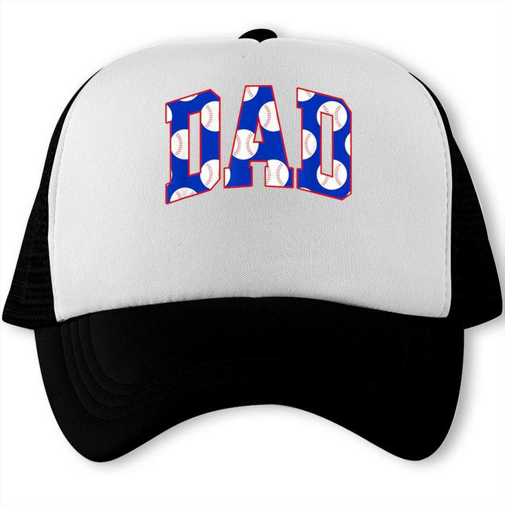 Baseball Dad Bold Varsity Style Letters Sport Themed Trucker Cap