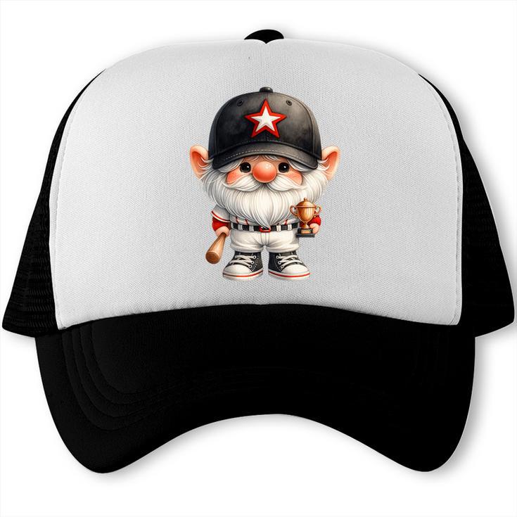 Baseball Dad Gnome For Baseball Lover With Winner Trophy Premium Tri-Blend Trucker Cap