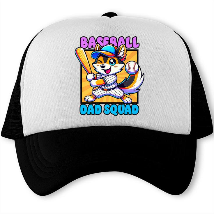 Baseball Dad Squad Fox On The Bat Premium Trucker Cap