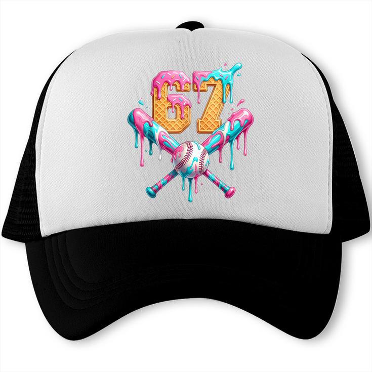 Baseball Drip 67 Six Seven Number 67 Player 67th Birthday Trucker Cap Baseball Drip 67 Six Seven Number 67 Player 67th Birthday Trucker Cap