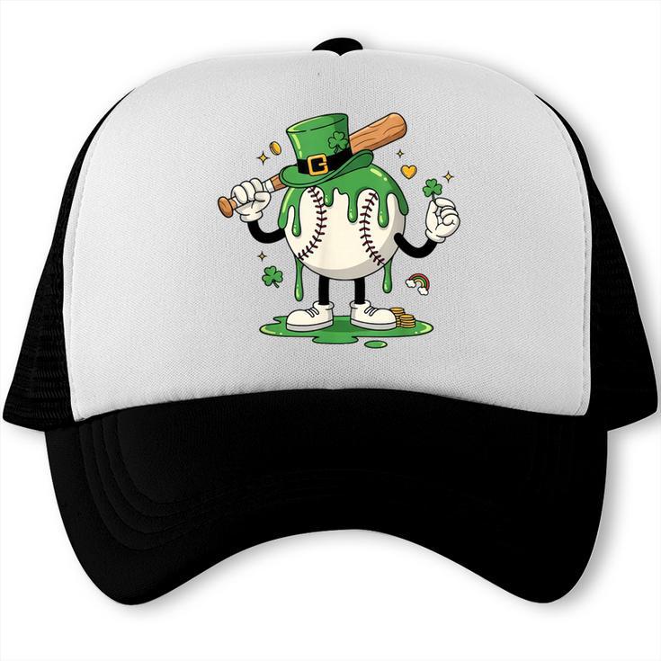 Baseball Drip Ice Cream Boys Kids Shamrock St Patricks Day Trucker Cap
