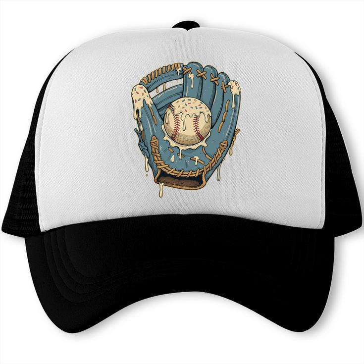 Baseball Drip Ice Cream Glove With Sprinkles And Ball Youth Premium Tri-Blend Trucker Cap