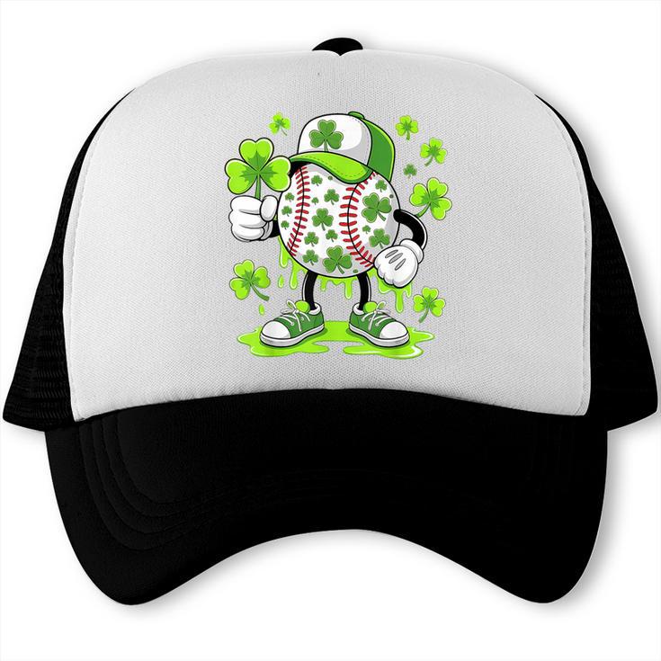 Baseball Drip Ice Cream Shamrock Irish St Patricks Men Trucker Cap
