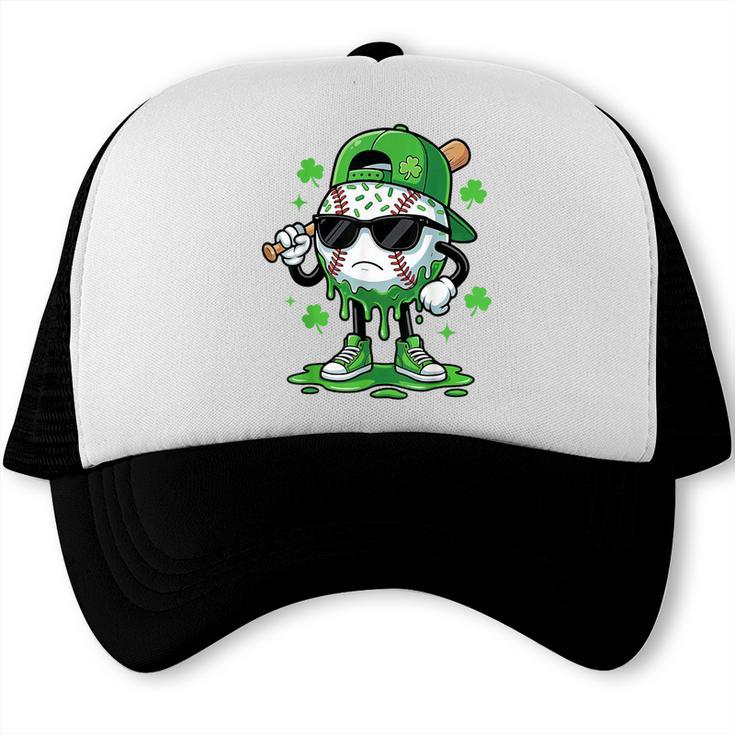 Baseball Drip Ice Cream Shamrock Kids Boy St Patrick’s Day Trucker Cap