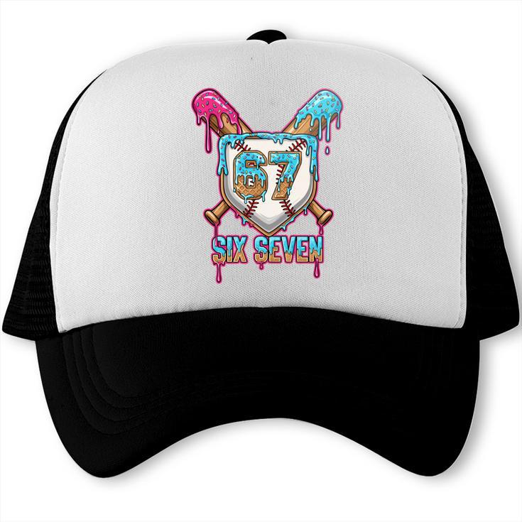 Baseball Drip Number 67 Player 6-7 Six Seven Meme Gen Alpha Trucker Cap