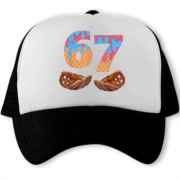 Baseball Drip Number 67 Player Six Seven Meme Trucker Cap