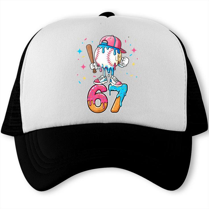 Baseball Drip Number 67 Six Seven Meme Ice Cream Dripping Trucker Cap Baseball Drip Number 67 Six Seven Meme Ice Cream Dripping Trucker Cap