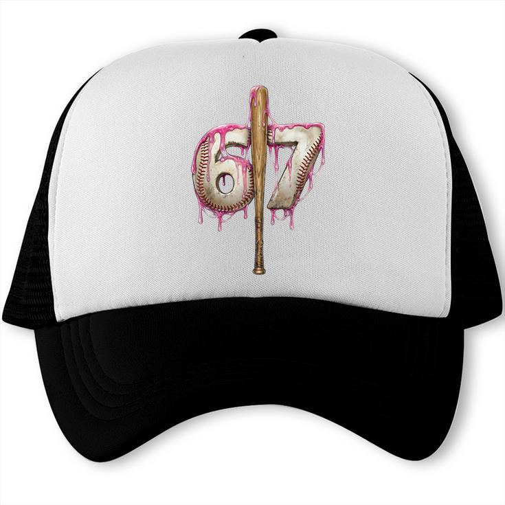 Baseball Drip Number 67 Sports Player Six Seven Meme Fan Trucker Cap
