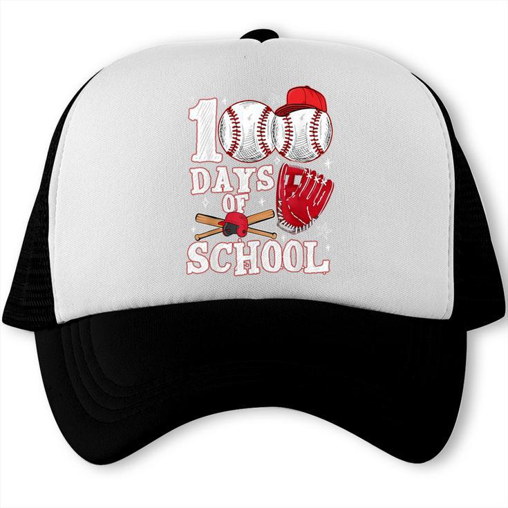 Baseball Happy 100 Days Of School Boy Girl Kid Teacher Trucker Cap