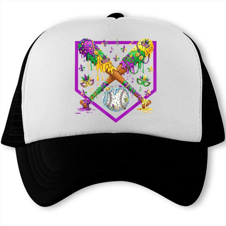 Baseball Ice Cream Drip Boys Mardi Gras Carnival Party Mask Trucker Cap