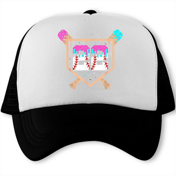 Baseball Ice Cream Drip Number 22 Player 22nd Birthday Trucker Cap