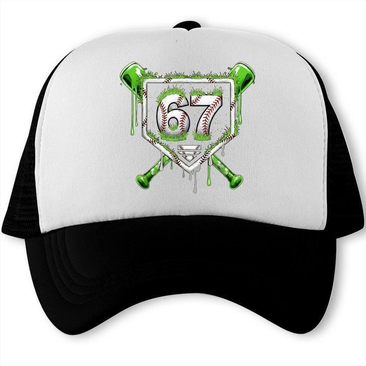 Baseball Ice Cream Drip Number 67 Player 67th Birthday Kids Trucker Cap