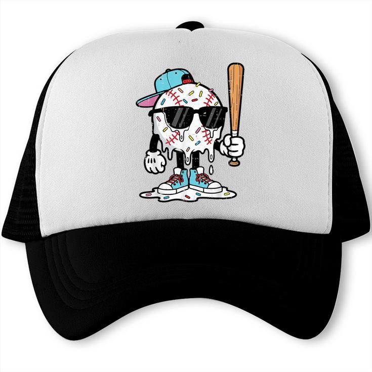 Baseball Ice Cream Drip Sports Boys Kids Youth Men Trucker Cap