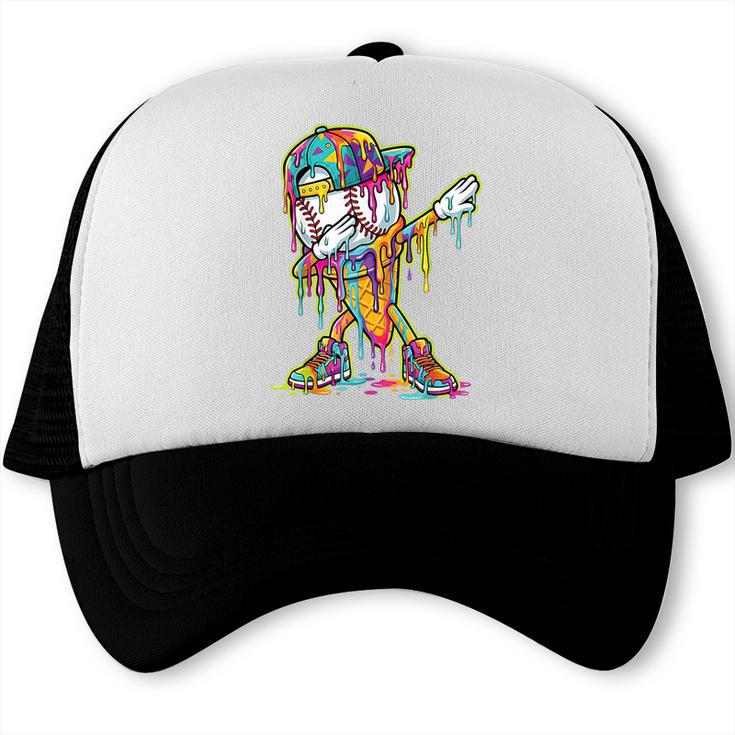 Baseball Ice Cream Dripping Dabbing Baseball Drip Trucker Cap