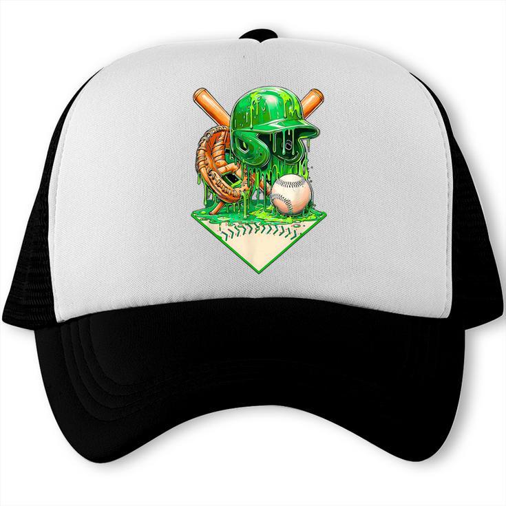 Baseball Life Style Ice Cream Drip Green Trucker Cap