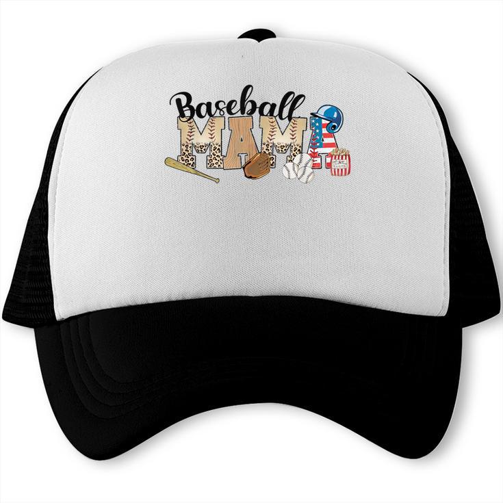 Baseball Mama Leopard Baseball Mom Mother's Day Trucker Cap