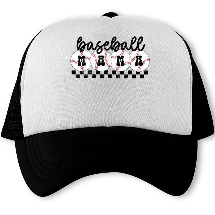 Baseball Mama Retro Groovy Baseball Mom Mother Game Day Trucker Cap