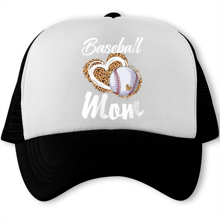 Baseball Mom Grandma Leopard Baseball Lover Fan Trucker Cap