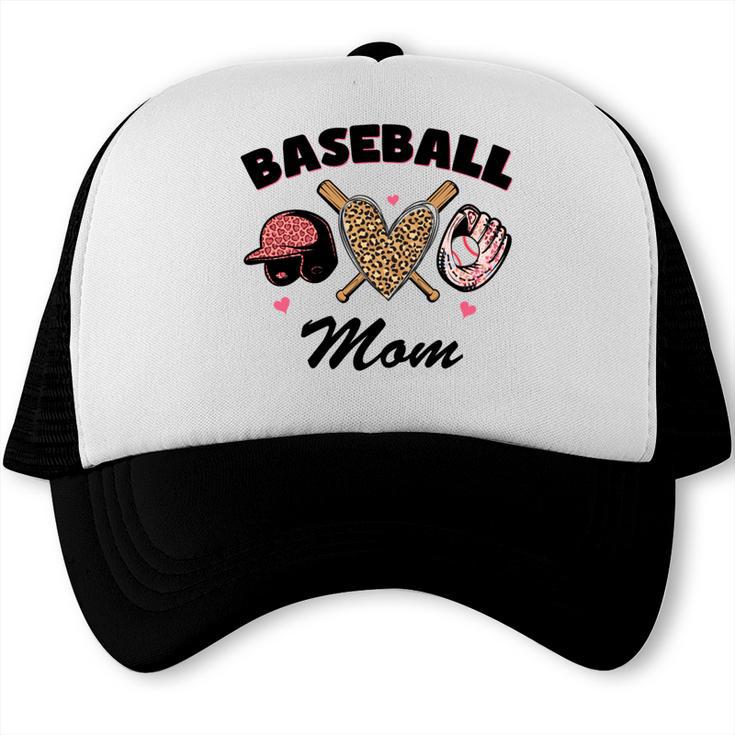 Baseball Mom Leopard Heart Game Day Love Mommy Trucker Cap Baseball Mom Leopard Heart Game Day Love Mommy Trucker Cap