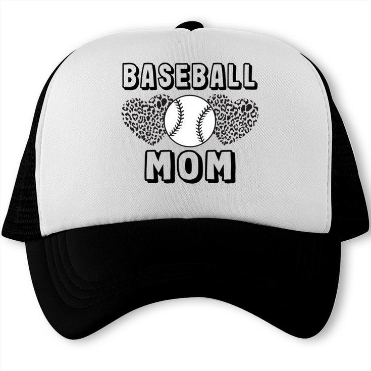 Baseball Mom Leopard Heart Game Day Trucker Cap Baseball Mom Leopard Heart Game Day Trucker Cap